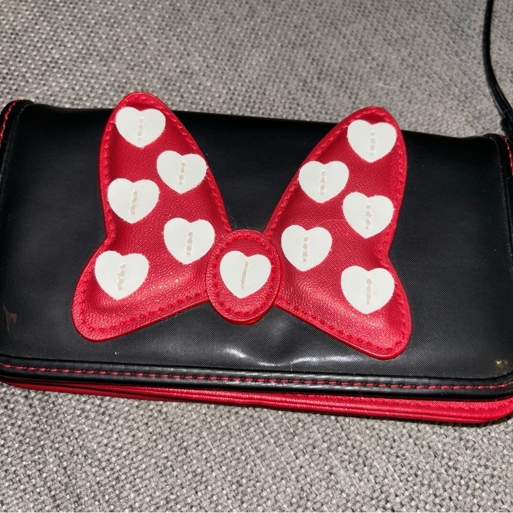 DisneyParks Minnie Mouse bow polka dot, purse wallet, adjustable strap - Picture 2 of 8